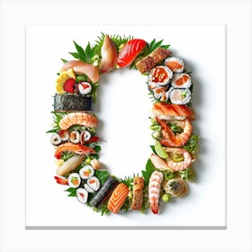 Letter O Of Sushi Canvas Print