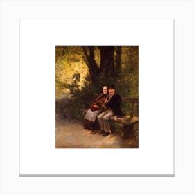 Couple Sitting On A Bench Canvas Print