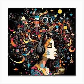 Girl With Headphones Canvas Print