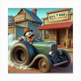 Donald Duck In A Car Canvas Print