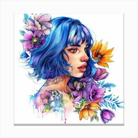 Blue Haired Girl 2 Canvas Print