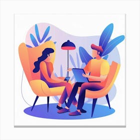 Couple Sitting On Chairs Canvas Print