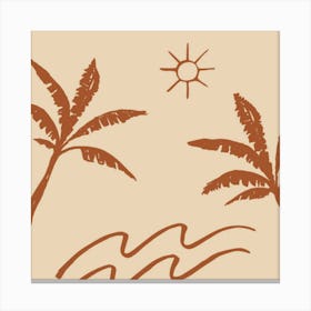 Palm Trees On The Beach Canvas Print