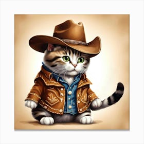 Cat In A Cowboy Costume Canvas Print