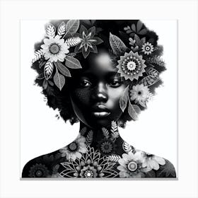 Black Woman With Flowers  Art Print  Canvas Print