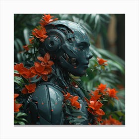 Robot In The Forest Canvas Print