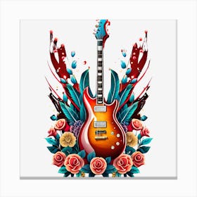 Electric Guitar With Roses 1 Canvas Print