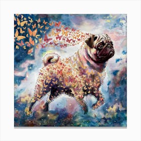 Pug With Butterflies Canvas Print