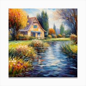 Palette Harmony: Impressionist Riverside Whirlwind Canvas Print