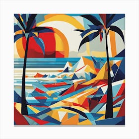 Tropical Ocean Cubism Style Canvas Print