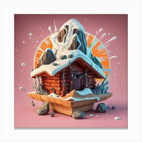 Wooden hut snow 6 Canvas Print