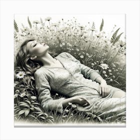 Girl In The Meadow Canvas Print