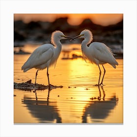 Egrets At Sunset 2 Canvas Print