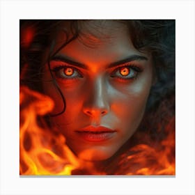 Portrait Of A Woman With Large Intense Eyes Staring Firmly Through A Lens Her Facial Features Etch (1) Canvas Print