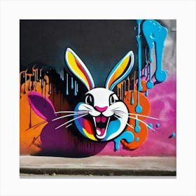 Bunny Rabbit color, head out of wall Canvas Print