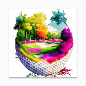 Golf Ball In The Forest Canvas Print