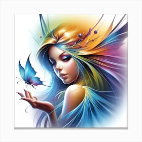 Fairy Girl With Butterfly Canvas Print