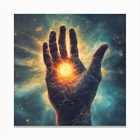 Hand With A Glowing Light Canvas Print