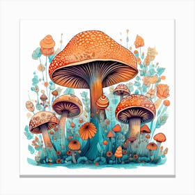 Mushrooms And Flowers 44 Canvas Print