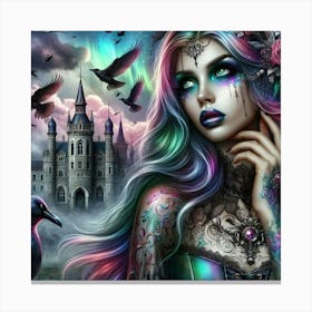 Gothic Girl With Crows 1 Canvas Print