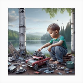 Junge spielt Canvas Print