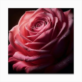 Pink Rose With Water Drops Canvas Print