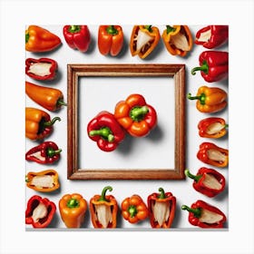 Peppers In A Frame 11 Canvas Print