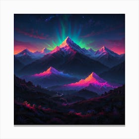 Aurora Lights In The Mountains Canvas Print