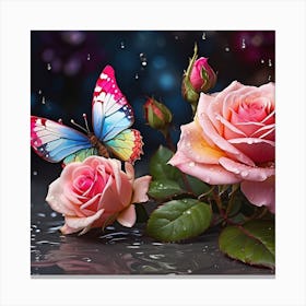 Roses In The Rain Canvas Print