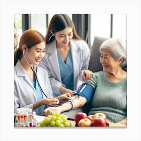 Asian Doctor Taking Blood Pressure Canvas Print