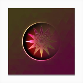 Geometric Neon Glyph on Jewel Tone Triangle Pattern 197 Canvas Print