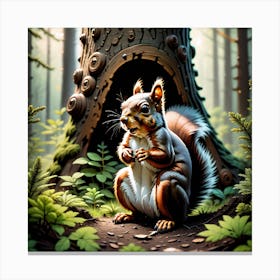 Squirrel In Forest Mysterious (1) Canvas Print