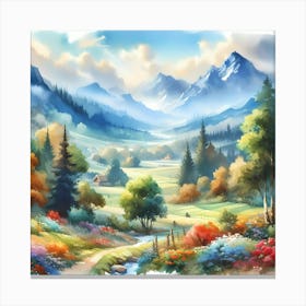 Watercolor Landscape Painting 13 Canvas Print