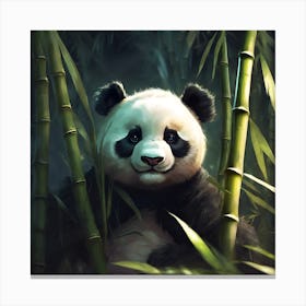 Young Panda Bear Cub amongst the Bamboo Canvas Print