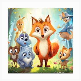 Fox And His Friends Canvas Print