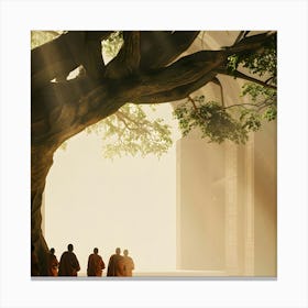 Monks Under A Tree 1 Canvas Print