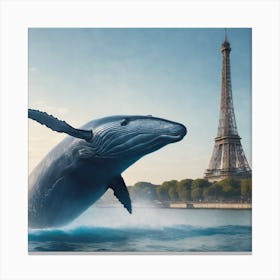 Eiffel Tower And Whale Canvas Print