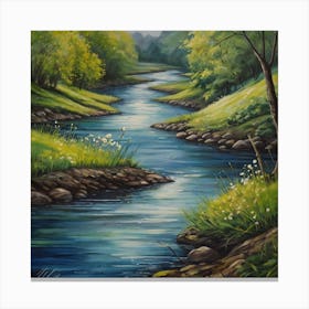 River In The Woods Canvas Print