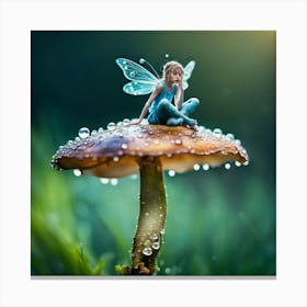 Fairy On A Mushroom Canvas Print