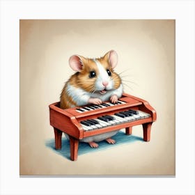 Hamster Playing Piano 6 Canvas Print