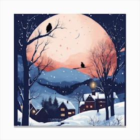 Winter Landscape With Crows Canvas Print