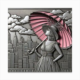 A woman with an umbrella Canvas Print