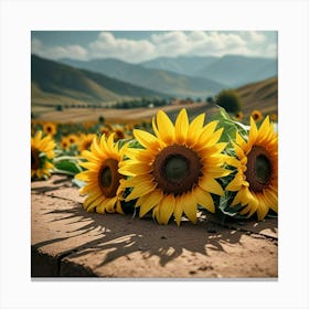 Sunflowers In The Field Canvas Print