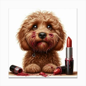 Dog With Lipstick Canvas Print