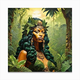 Woman In The Jungle Canvas Print