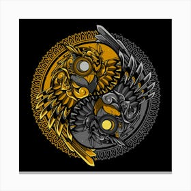 Yin Yang Owl Doodle Ornament Illustration Canvas Print