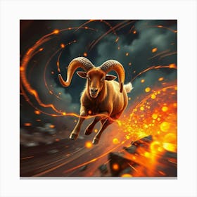 Ram In Flames 1 Canvas Print