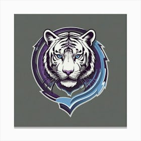 Detroit tigers logo on gray background shaded in baby blue and outlined in light purple Canvas Print