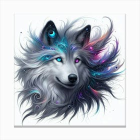 Beautiful Electric Wild Wolf Head Face Print Canvas Print