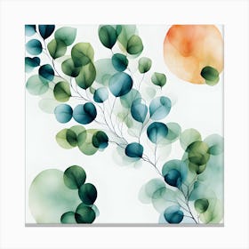 Abstract Watercolor Eucalyptus print Canvas Print